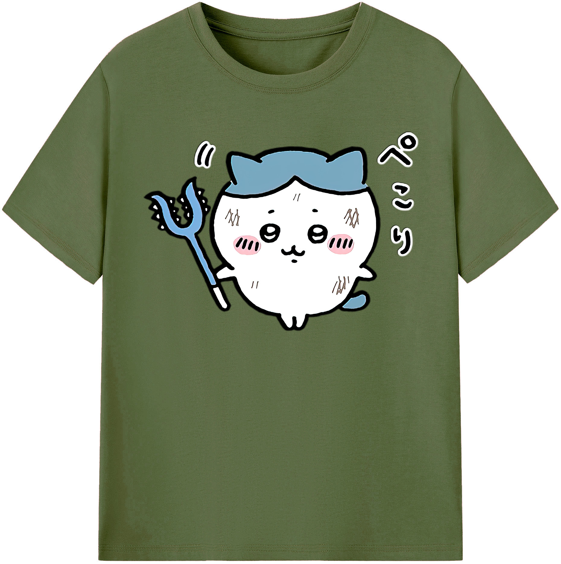 （画像用） ちいかわ ハチワレ Chii-kawa hachiware 綿100％半袖Tシャツ（フロントプリント）